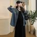 Autumn New Two-Piece + Gradient Denim Shirt 2-Piece Set Maternity Dress_ecoleips.com