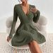 Women's Sexy V Neck Long Sleeve Knit High Waist Bodycon Mini Dress – Casual Fall Winter Gown_ecoleips.com