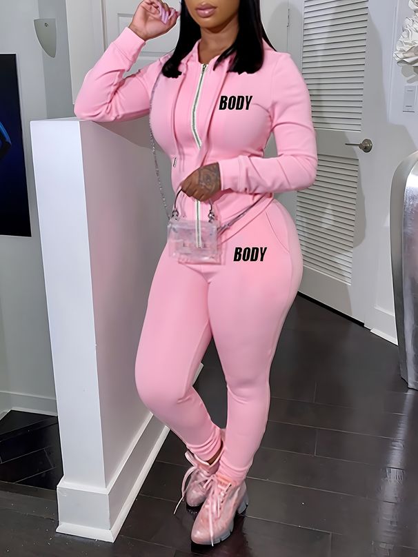 Women's Clothing 2024 New Sweatshirt Women's Two Piece Hoodie Letter Printing Casual Printing Sports Suit_ecoleips.com