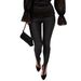 Glossy High-Waist Leggings With Silver Belt & Stirrup – Elegant & Sexy Slim Fit, Stretchy & Shiny For Women_ecoleips.com
