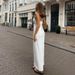 Women's Fashionable Two Piece Set V Neck Halter Top Long Skirt Bodycon Skirt with Slit Cross Border E Commerce New 2025_ecoleips.com
