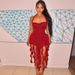 AD288 Cross-Border Summer New Product European And American Women's Fashion Sexy Strap Tassel Halter Neck Bodycon_ecoleips.com