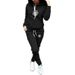 Women's Camellia Pattern Long Sleeve Hooded Sweatshirt And Slim Fit Sports Pants Set Simple Print Fashionable Casual Outfit_ecoleips.com