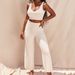 Women's Sexy Crop Top & Flared Pants Set - Soft Knit Fuzzy Sweater Vest High Waist Lounge Pants Two Piece Outfit (White, Khaki, Blue, Pink) S/M/L/XL_ecoleips.com