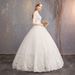 new Style One Shoulder Dress Simple Mid Sleeve Lace Bride Main Wedding Dress Floor Length Light Wedding Dress_ecoleips.com