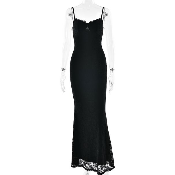 Women's Sexy Bodycon Dress Backless Lace Suspender Long Floor-Length Summer New Hot Selling European American Style for Hot Girls_ecoleips.com