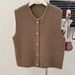 K Gentle Single Breasted Small Gold Button Round Neck Slimming Knitted Vest For Women, Loose Fitting Camisole Top. No Accessories_ecoleips.com