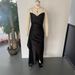 Women's Clothing Sexy Slim Deep V Waist Satin Slit Transparent Shoulder Strap Suspender Dress_ecoleips.com