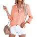 Voya In-stock European And American Women's Clothing 2023 Spring New Satin Long-sleeve V-neck Office Business Shirt_ecoleips.com