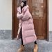 girl Girl Girl White Duck Down Jacket For Women, New Long Over-the-Knee Thickened Pink Loose Winter Coat Trendy_ecoleips.com