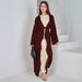 New Muslim Belted Bowknot Robe Fashionable Elegant Dress For Banquet_ecoleips.com