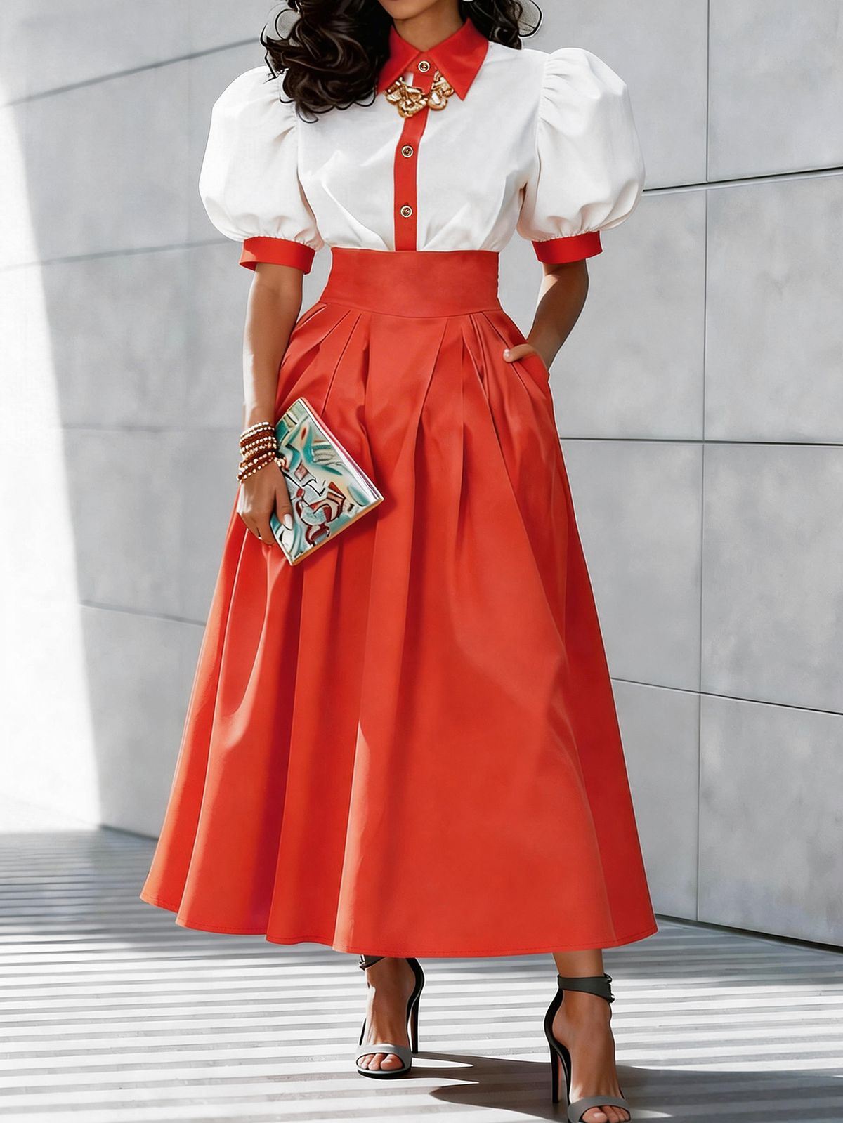 Women's Summer Fashion Casual Skirt Set American Style Professional Top And Long Skirt Two Piece Outfit_ecoleips.com