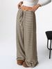 Women's Casual Striped Solid Color Cotton Straight Leg Pants With Elastic Drawstring Spring Autumn European American Style_ecoleips.com
