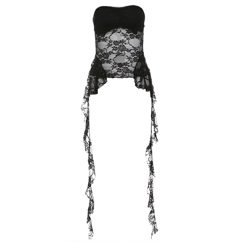Women's Clothing fashion sexy lace wrapped chest mesh navel baring small vest_ecoleips.com