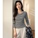 2025 #Selection Of Quality # Pure Cotton T-Shirt Women's Striped Long Sleeve Top 2025 Autumn/Winter New High End Western_ecoleips.com