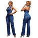 Slim Fit Washed Denim Jumpsuit For Women Casual Straight Loose Romper_ecoleips.com