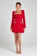 K Elegant Slimming U-neck Long-sleeved Beaded Dress For Women_ecoleips.com