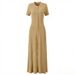 Elegant Knit Maxi Dress round Neck A-Line Slimming Summer Dress for Women 6 Colors S M L_ecoleips.com