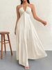 New European And American Summer Style Solid Color Strapless Sexy Backless Strap Dress For Seaside Vacation_ecoleips.com