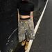 Women's Clothing Retro Distressed Tree Branches Camouflage Print Loose Straight Casual Pants Cropped Pants_ecoleips.com