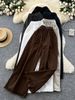 Relaxed High-Waisted Palazzo Pants For Women - Linen-Like Wide Leg Trousers With Elastic Waist & Ruffled Hem_ecoleips.com