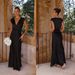 Women's new satin solid color V-neck sexy fishtail skirt wedding party long dress dress_ecoleips.com