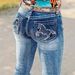 Embroidered Ponytail High Waisted Stretch Denim Straight Leg Trousers Washed Cotton Casual Office Lady Jeans_ecoleips.com
