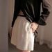 Suitable For All Seasons Old Money Style Cotton Bermuda High Waist Thin Linen A-Line Straight Wide Leg Suit Shorts For Women Summer_ecoleips.com
