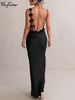 Hugcitar Elegant Satin Solid Slips Backless Tie Flowers Draped Sexy Slim Maxi Dress Spring Women Y2K Clothes Birthday Vacation_ecoleips.com