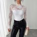 Women's Slim Fit Long Sleeved Top Lace Trimmed Back Zipper Style Autumn Winter New_ecoleips.com