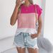 2026 Spring Summer Color Block Cable Knit Casual Loose Batwing Sleeve Sweater Vacation Top Cross-Border Women's_ecoleips.com