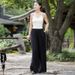 Women's Clothing Textured Linen Versatile Version Lengthen Legs Elegant and Chic Women's Skirt Pants Wide-leg Pants_ecoleips.com