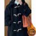 Black With Horn Buttons For Women, 2025 New Autumn And Winter Style, Petite Size, Elegant Hepburn Style Woolen Coat_ecoleips.com