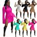 Women's Solid Color Single Breasted Mini Skirt Dress With Slit Long Sleeves Casual Elegant Autumn/Winter Fashion_ecoleips.com