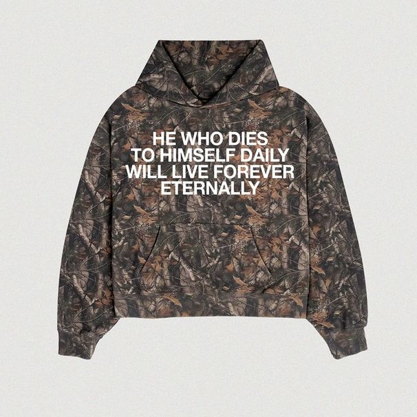 Men Women Hooded Sweatshirt American Street Style 3D Print Leaf Camouflage Letter Casual Top for All Seasons_ecoleips.com