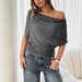 Women's Clothing Women's Slim Fit Batwing Sleeve T-Shirt One Shoulder Sexy Hot Girl Top Summer For Formal & Casual For Women_ecoleips.com