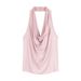 Elegant Blue Halter Neck Camisole Women's Slim Fit Sleeveless Backless Top Sexy Summer Design For Wear Alone_ecoleips.com