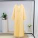 Muslim Women's Simple Fashion Side Slit Abaya Cardigan Robe_ecoleips.com