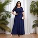 Women's Clothing Muslim Large Size Solid Color Lace Stitching Knitted Elastic Slim Elegant Dress_ecoleips.com