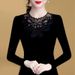 Velvet And Thickened Long Johns For Women, Black Mesh Base Layer, Lace For Women, Fashionable, Slimming And Elegant Top_ecoleips.com