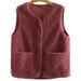 Women's Clothing Korean Style Faux Shearling Vest – Oversized Button-Down Puffer Sleeveless Jacket For Women_ecoleips.com