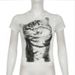 European American Harajuku Cat Print Slim Top Women's round Neck Short Sleeve T-Shirt Y2K Retro Style Versatile Basic New Cross Border_ecoleips.com