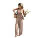 Women's Summer Plaid & Stripe Tie-Front Cami Top With Wide-Leg Pants Set, Casual Two-Piece Outfit Breathable & Lightweight Fabric_ecoleips.com