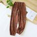 Spring Yarn-dyed Cotton Gauze Pajamas Pants Women's Retro Printed Home Pants Thin Loose Sleepwear Elastic Waist Sleep Bottoms_ecoleips.com
