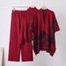 Women's Three Piece Knitted Suit Cross Border European American Style Shawl Coat Spring Autumn Sweater Loose Wide Leg Pants Casual Fashion_ecoleips.com