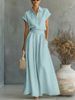 Spring/Summer Women's Fashion Set Casual Solid Color Shirt And Wide Leg Pants Two-Piece Outfit_ecoleips.com