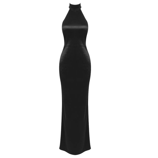 Women's Autumn Bodycon Long Skirt European Style Tie up Back Beaded Neckline New Style from Amazon Cross Border Collection_ecoleips.com