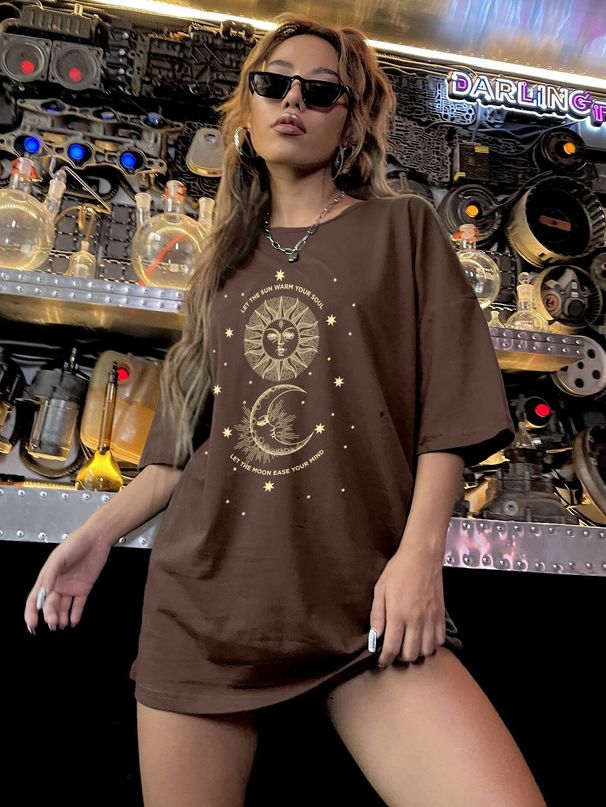 Women's Relaxed Fit Short Sleeve T-Shirt Brown Casual Basic Tee Breathable Cotton Blend Top Minimalist Design_ecoleips.com