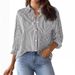 Women's Classic Striped Shirt Long Sleeved Button down Collared Office Work Top with Cuffs_ecoleips.com