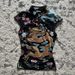 Stylish Women's Slim Fit T-Shirt Color Blocking Stand up Collar Printed Short Sleeves Chinese Knot Button Black European American Style_ecoleips.com